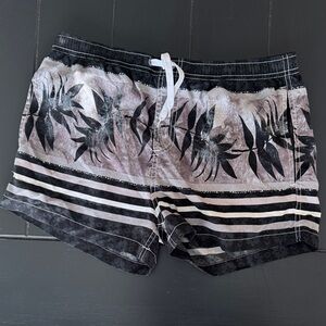 Stylish Black and Gray Men's Swim Trunks